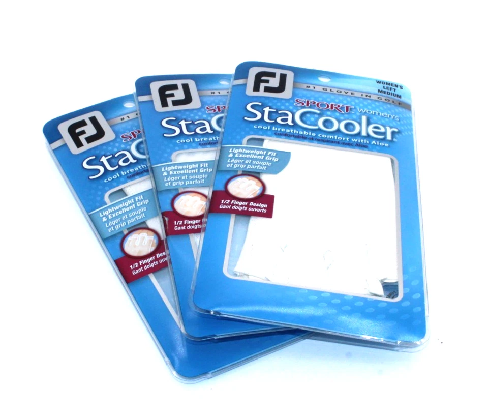 3 FootJoy StaCooler Golf Gloves Women's 1/2 Finger LH Medium for RH Golfer - Image 1 of 1