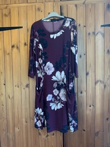 Burgundy Flower Dress Size S (NINA LEONARD) - Picture 1 of 6