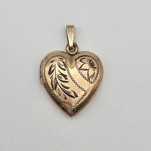 Medallón Corazón Grabado Vintage 1/22 12k Oro Amarillo Relleno - Imagen 1 de 6