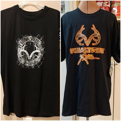 Size L Lot 2 Mens T-Shirts Realtree Xtra Sleeveless Short Sleeve Blue Black NWT - Image 1 of 4