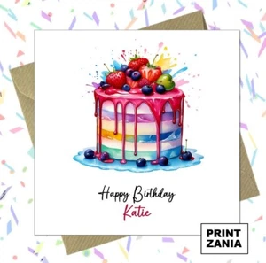 Handgefertigte Happy Birthday Kuchenkarte personalisierte Karte Tochter Enkelin WBG - Bild 1 von 5