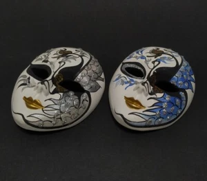 Vintage Italy Venetian Masks By Stefania Signed Ceramic Wall Decor - Picture 1 of 12