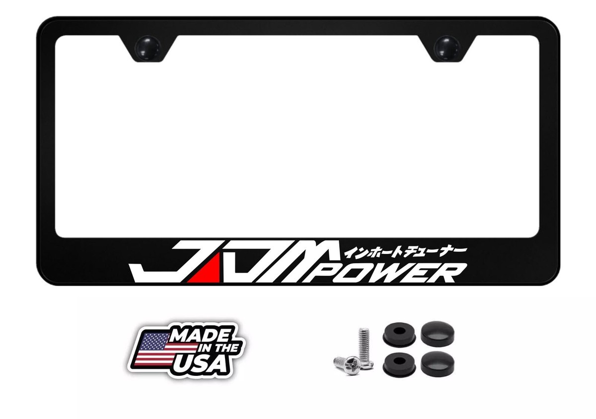 Glowing Ghost In Japanese Text Black Metal License Plate Frame Holder Street Racing JDM Style - Foto 2