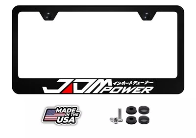 JDM POWER License Plate Frame | Black Metal | Street Racing Performance | Japan - Image 1 of 4