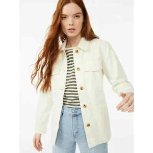 Free Assembly Women's Button-Front Utility Jacket Size M Egret --O10-- - Picture 1 of 6