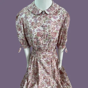 Vintage Laura Ashley Floral 2 Piece Set Suit Blouse Skirt Bow S M Britain 80s - Picture 1 of 21