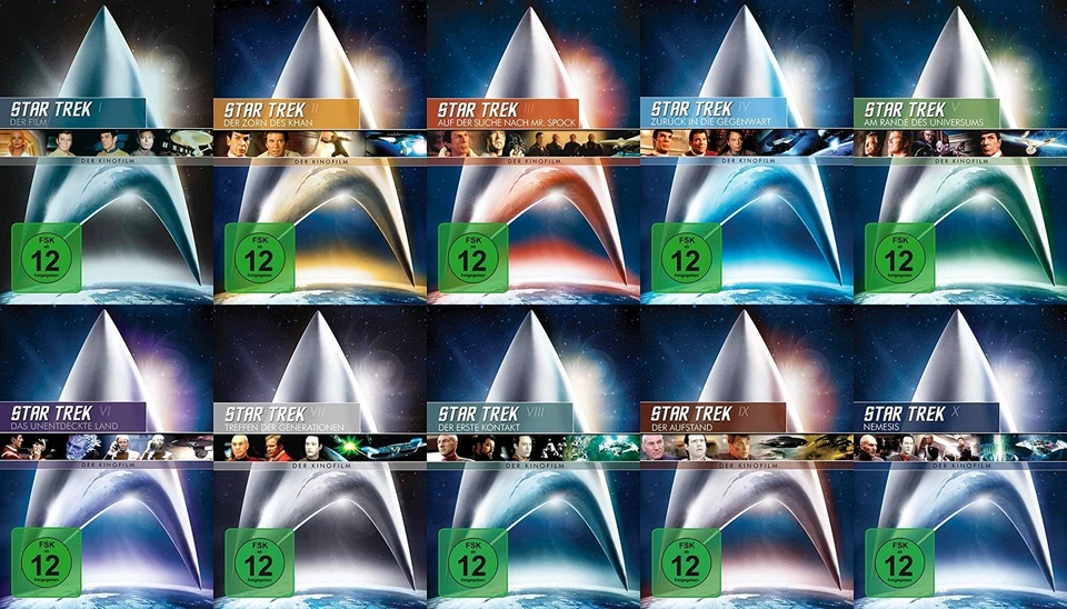 Star Trek Spaceship Enterprise Movie Collection Captain Kirk + Picard 10 DVD - Image 1 of 1