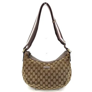 GUCCI Shoulder Bag GG Canvas 181092 Brown Authentic - Picture 1 of 24