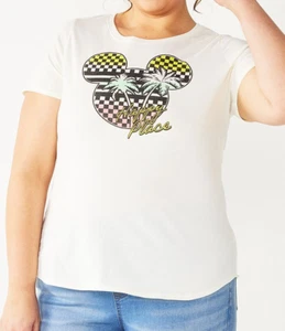 Disney's Mickey Mouse Celebrate Together Graphic Tee Tropical "Happy Place" NWT - Picture 1 of 2