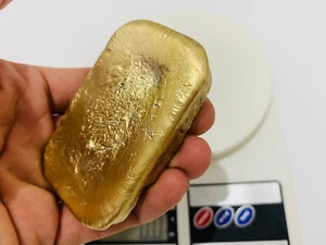 Nordic Gold One 13.5 Oz Hand Poured Alloy Ingot For Jewelry Making, Rolled Gold - Afbeelding 1 van 12