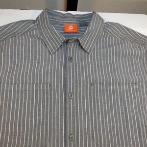 MERRELL CAMP BUTTON FRONT SHORT SLEEVE SHIRT Mens XXL Striped Gray - Picture 1 of 3