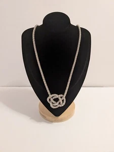 Silver Tone Textured Knotted End Necklace. Box Style Chain. 28". Modern. - Picture 1 of 15