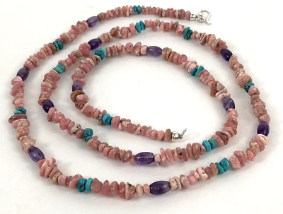 Collar Jay King DTR Esterlina Multi Piedras Preciosas Cuentas 35" Turquesa Rodocrosita Foto 1 de 4