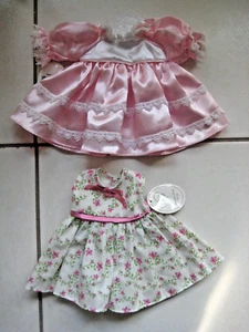 VTG Precious Moments Doll Lot of 2 Dresses Satin Pink & Pink Floral NEW - Picture 1 of 9
