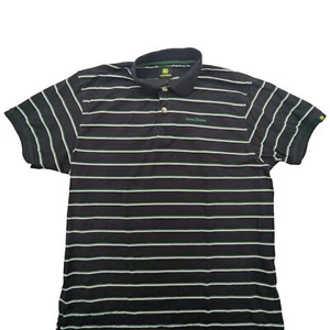John Deere Hemd Herren Large schwarz grün gestreift Polo 100% Baumwolle klassisches Logo - Bild 1 von 8