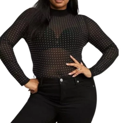 Top TORRID Malla Cuello Simulado Estrás Nuevo con Etiquetas Talla 3X Foto 1 de 4