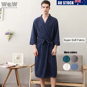 Lightweight Waffle Bath Robe Mens Womens Summer Dressing Gown Robe Pajamas - Bild 1 von 20