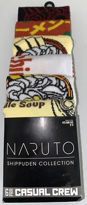 Calcetines Colección Naruto Shippuden 6 Pares CALCETINES TRIPULACIÓN TALLA 8-12 Bioworld Hombres Nuevos en Paquete Foto 1 de 3