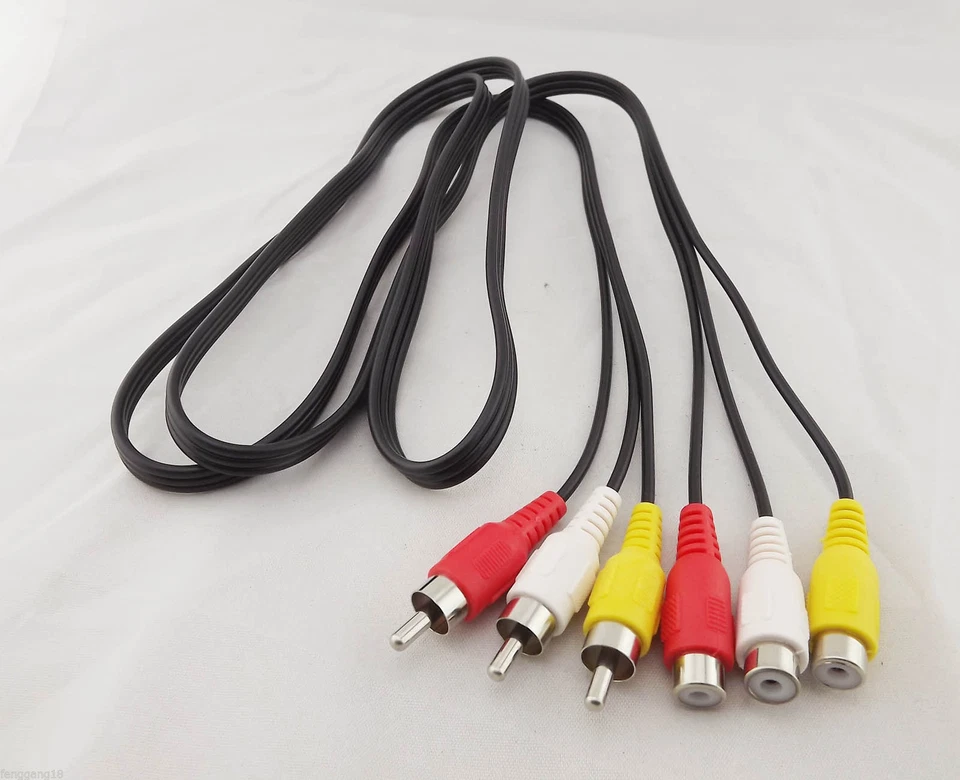 5ft 3 RCA (L+R+V) Male To 3 Female Extension Cable Composite AV TV Cord DVD HDTV - Image 1 of 1