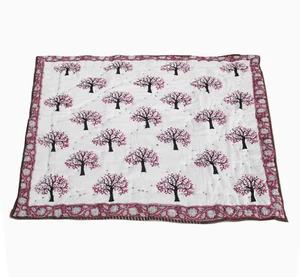 Baby Blanket 100% Cotton Filled Lightweight Baby Quilt, Hand Block Baby Quilt - Picture 1 of 7