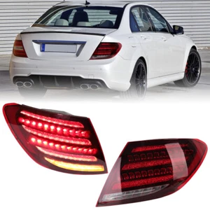 Left+Right Red LED Tail Light Brake Lamps For Mercedes W204 C250 C300 2007-2014 - Picture 1 of 12