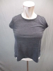 ZELLA Size M (8-10) Girls Gray Stretch Back Slit Short Sleeve Athletic Top 777 - Picture 1 of 10