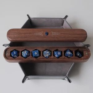 COMBO / Lapis Lazuli Natural Gemstone Dice Set Wooden Box Combo / Dice Set of 7  - Bild 1 von 11