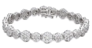 6.30ct Natural round diamond 14k BIS Hallmarked white gold tennis bracelet - Picture 1 of 5