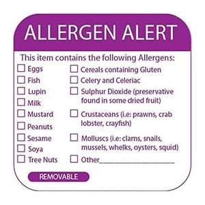 LEBENSMITTEL ALLERGEN ALLERGIE WARNUNG WARNUNG SICHERHEIT AUFKLEBER ETIKETT ETIKETTEN - Bild 1 von 10