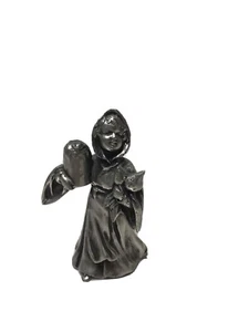 VTG Pewter/brass Figurine Girl In Cloak game piece chess - Picture 1 of 9