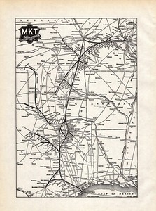 1926 Antique MKT Railroad Map Missouri Kansas Texas Lines Railroad Map 998