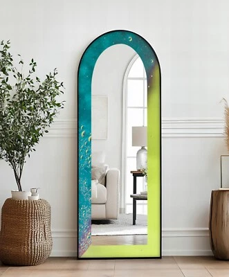 Celestial Green and Teal – Abstract Floor Mirror - Image 1 of 4