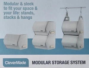 CleverMade Modular Storage System Closet Organizer Unit Grey - Picture 1 of 8