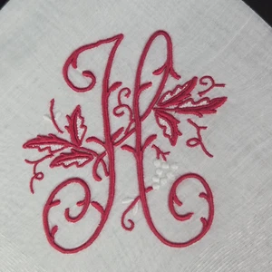 Vtg Exceptional Madeira Embroidered Cotton Linen Hankie Handkerchief Monogram H - Picture 1 of 9