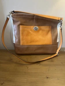 Coach Park Colorblock Brown Leather Hobo Bag 13.5"L x 3"W x 12.5"H Tote NWT - Picture 1 of 6