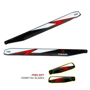 VULCAN ROTORS Cuchillas de Rotor Principal de Precisión 700mm (ROJO) Regalo Gratis 105mm Hoja Trasera - Imagen 1 de 2