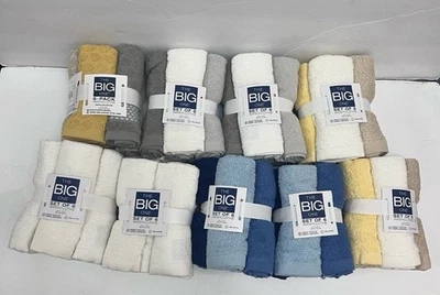 8 Packs The Big One Set Of 6 Pk Washcloths 100% Cotton New - Image 1 of 4