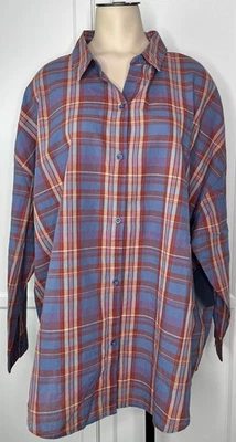 Melrose and Market Plaid Shirt Large Button Up Womens Oversized Long Sleeve Blue Foto 1 de 4