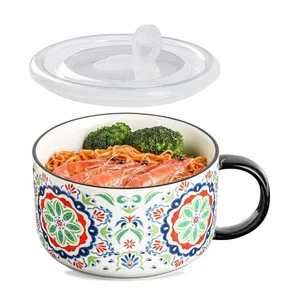 Extra Large Ramen Bowl: Ceramic Soup Bowl with Lid & Handle - Microwave Safe,... - Picture 1 of 7
