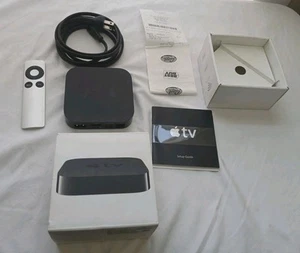 Apple TV 3rd Generation Black A1469 W A1294 Remote & Power Cable & Receipt! CIB - Picture 1 of 7