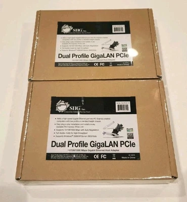 SIIG CN-GP1021-S1 Dual Profile Gigabit Ethernet PCIe Card NEW SEALED, 2 Pieces - Image 1 of 2