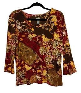 Chico’s Additions Whimsigoth Velvet Burnout Top Women’s Sz 2 Medium Fairy Grunge - Picture 1 of 7