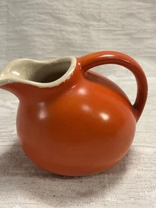 Vintage MCM Bright Orange Creamer, BALL SHAPE, USA, Approx. 3 3/4" TALL - 8417 - Picture 1 of 7