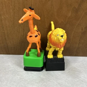 Lion Giraffe Push Puppet Collapsable TM British Design Patent Vintage - Picture 1 of 24