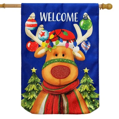 Briarwood Lane Rudolf Burlap House Flag - Image 1 of 4