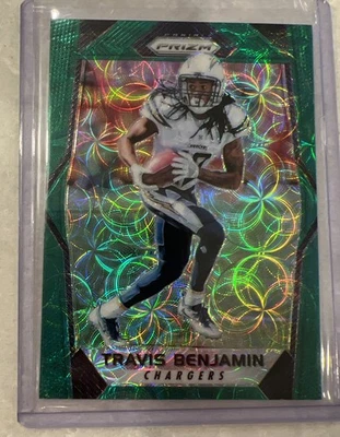 2017 Panini Prizm Green Scope #199 Travis Benjamin Los Angeles Chargers 2/99 - Image 1 of 3