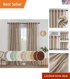 Taupe Linen Curtains 90" Long - 2 Pack - Picture 1 of 10
