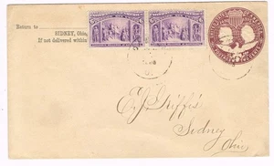 COLUMBIAN EXPOSITION ISSUE-POSTAL ENVELOPE-Sc#U349-UPRATED-Sc#235a(pair)-D.P.O.- - Picture 1 of 3