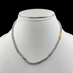 AAA Natural Labradorite Beaded Necklace: Women's Gemstone Jewelry (3.5mm) - Picture 1 of 5