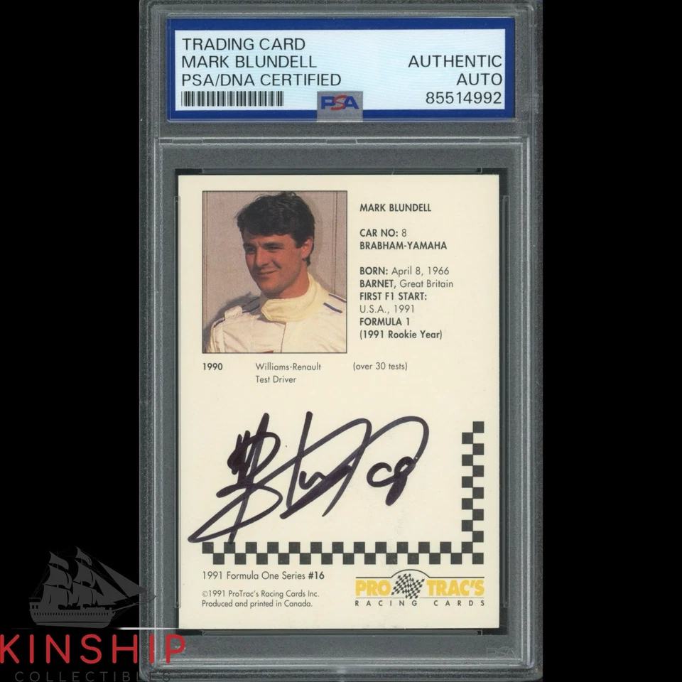 Mark Blundell signed 1991 Pro Trac's Racing Card PSA DNA Slab F1 Auto C4655 - Image 1 of 1
